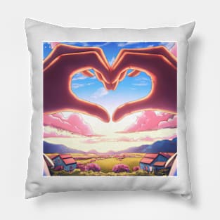 Love hand heart valentines day lovely scenery Pillow