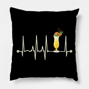 Funny Cocktail Hurricane Glass Heartbeat Happy Cocktail Hour Pillow