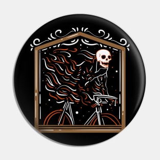 Cyclist Skeleton on fire - Funny Biking Gift Pin