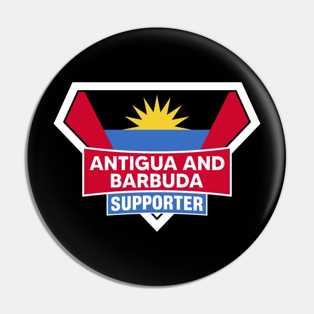 Antigua And Barbuda Super Flag Supporter Pin by ASUPERSTORE