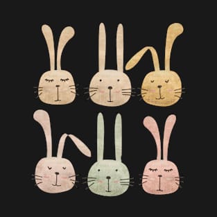 Whimsical Easter Bunny Heads T-Shirt