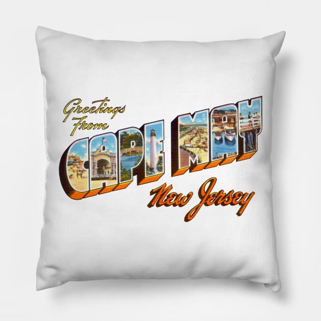 Greetings from Cape May New Jersey Pillow by reapolo