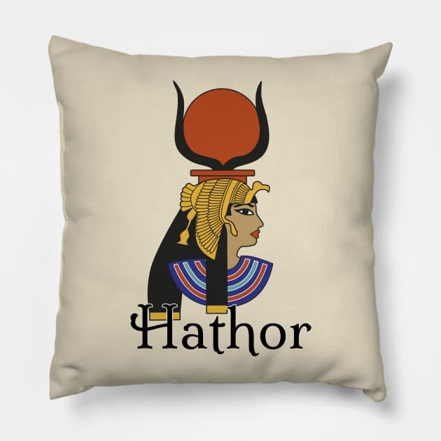 HATHOR - Egyptian mythology Pillow by Tiro1Linea