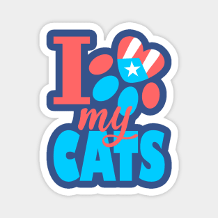 Puerto Rico I Love my Cats Flag Pet Paw Boricua Magnet