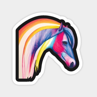 Rainbow Horse on Black - Striking and Beautiful Magnet