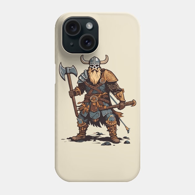 Viking Skeleton Warrior's Heavy Metal Saga Phone Case by Salaar Design Hub