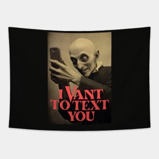 Dracula Vants to Text You on his cell phone Tapestry