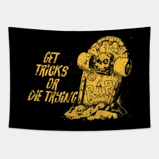 Get tricks or die trying - yellow Tapestry