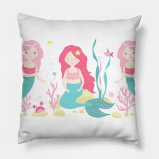 Cute Mermaid Pink and Mint Pattern Pillow