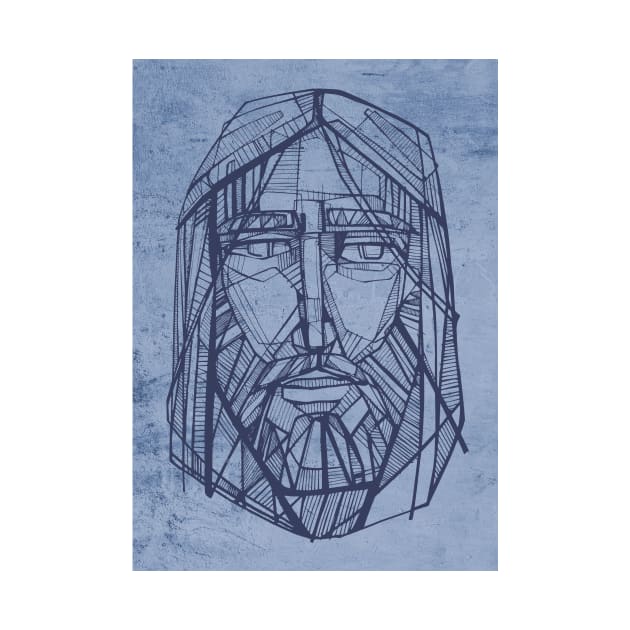 Jesus Christ face ink illustration by bernardojbp