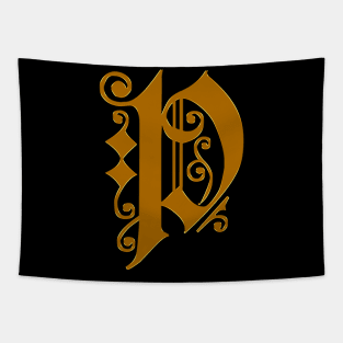 Golden Letter P Tapestry