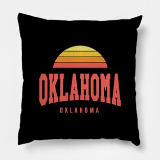 Oklahoma City, Oklahoma - OK Retro Sunrise/Sunset Pillow