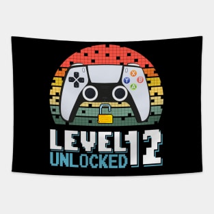 Level 12 Unlocked Vintage Retro Gaming Tapestry