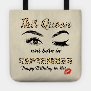 This Queen Was Born In September Leopard Pattern Tote