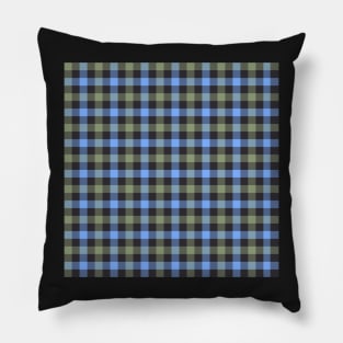Classic Gingham in charcoal, olive green and blue Pillow