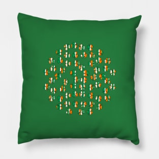 Small Cluster of Shamrock Green White Orange Stripes Pillow