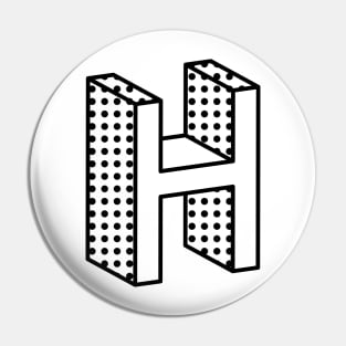 3D Ben Day Dot Isometric Letter H Pin