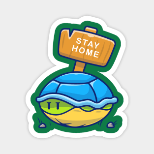 Cute turtle stay at home cartoon Magnet