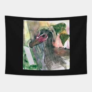 MAGGIE the duck watercolor Tapestry