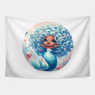 Little Mermaid Cute Character Under the Sea Tapestry