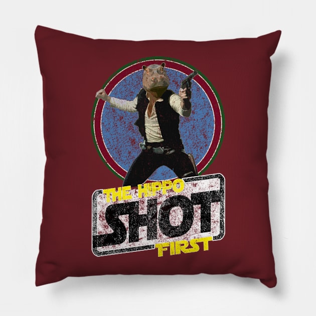 The Hippo Shot First (Hippo Solo) Pillow by The Skipper Store