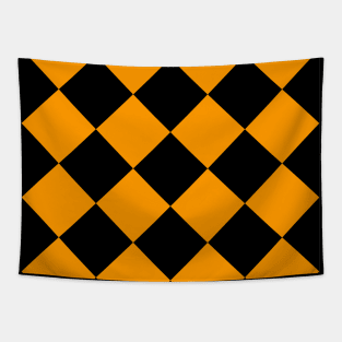 Black and Orange Diamond Pattern Tapestry