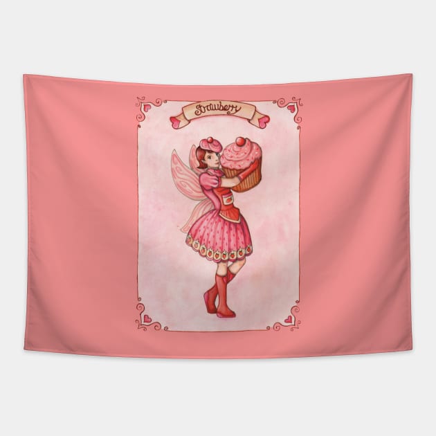 Strawberry - Cupcake Fairy Collection Tapestry by MandasMysteries