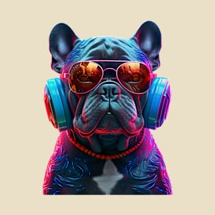 Dog Wearing Headphones and Sunglasses T-Shirt