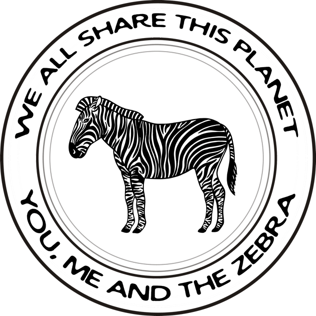 Zebra - We All Share This Planet - hand drawn animal design Kids T-Shirt by Green Paladin