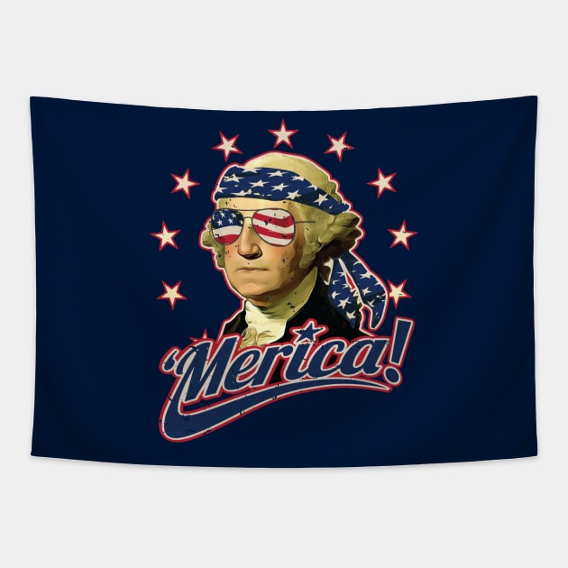 Funny Patriotic President George Washington Merica Tapestry by hobrath