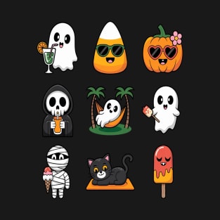 Summerween Ghost Pumpkin Halloween Spooky Summer T-Shirt