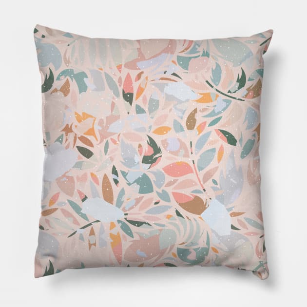 Vintage Abstract Plants / Pastel Leaves Pillow by matise