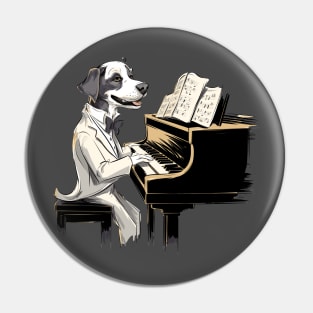 Dog playing piano Pin