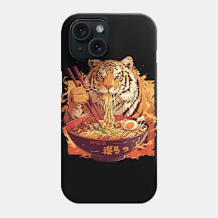 tiger eating noodles Phone Case