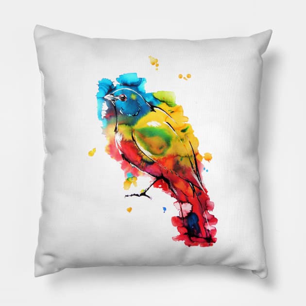 Painted Bunting Pillow by 10000birds