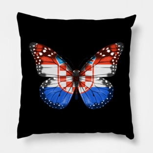 Croatian Flag  Butterfly - Gift for Croatian From Croatia Pillow