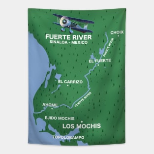 Fuerte River Sinaloa, Mexico travel map Tapestry