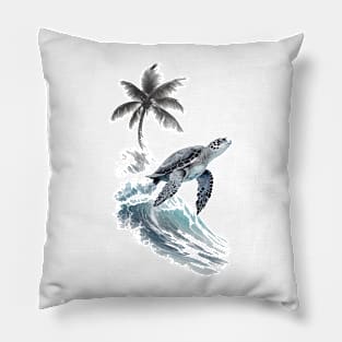 Sea turtle swimming in the ocean Pillow