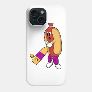 Hotdog at Cricket with Cricket bat Phone Case