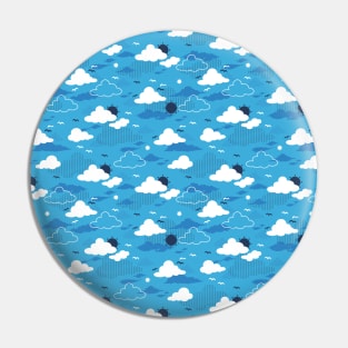 Fluffy Cloud Sunny Blue Sky Pattern Pin