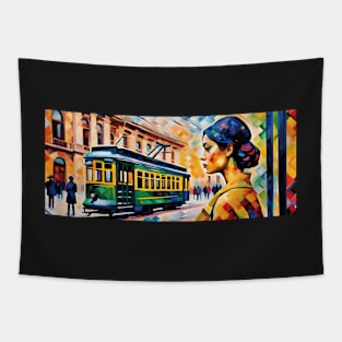 The Art of Trams - Neo-Impressionism Style #001 - Mugs For Transit Lovers Tapestry