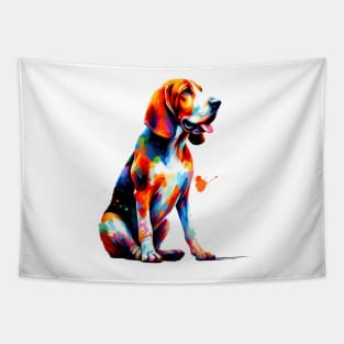 Artistic American English Coonhound in Colorful Splash Style Tapestry