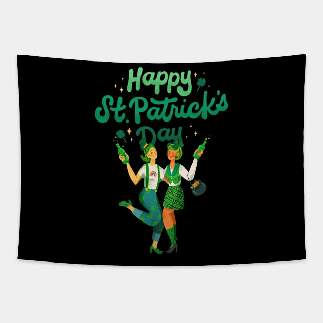 Happy St. Patrick Day - Girl's Party Tapestry by Qibar Design