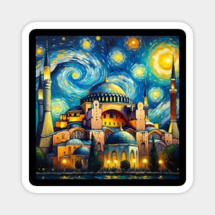 Hagia Sophia Istanbul Starry Night - Beautiful Iconic Places Magnet