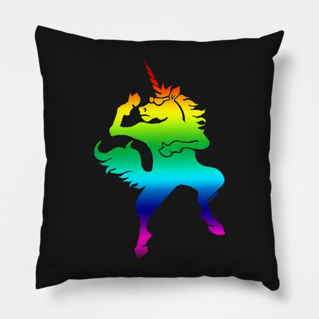 Cool dancing unicorn Pillow by NewSignCreation