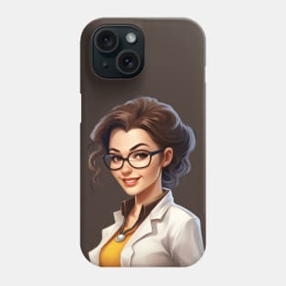 Cartoon Style Portrait - Woman Doctor/Scientist/Lab Worker Phone Case