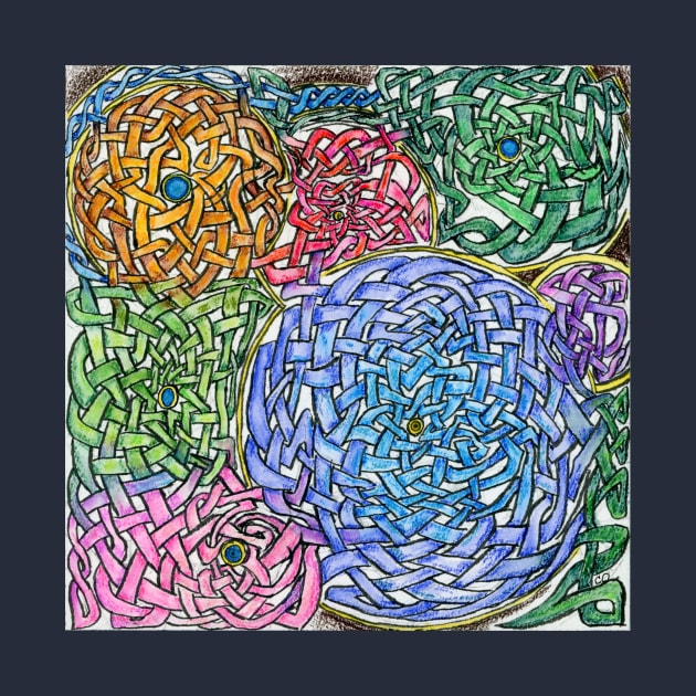 Abstract Circle Knotwork in Ink and Watercolor Pencil by CrysOdenkirk