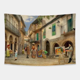 Painting in the street (Jewish Quarter of Ribadavia - Ourense) Tapestry