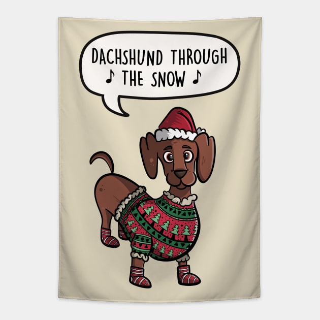 Dachshund through the snow Tapestry by LEFD Designs