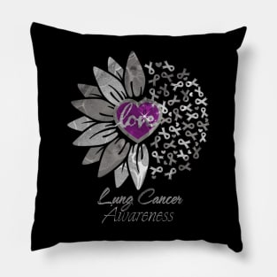 Lung Cancer Awareness Purple Heart Edition Pillow